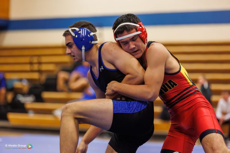 Batavia's Shane Fukumoto wrestles Geneva's Ali Shabbir
