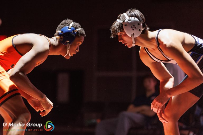 Isaac Lenard of the Saints clinched victory at 150 pounds against North Stars’ Liam O’Brien with a Fall.