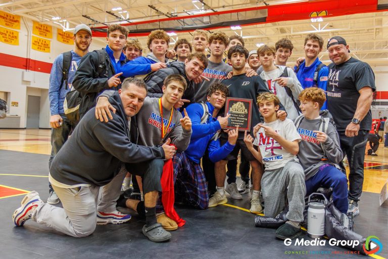 Aurora-Marmion Academy Wrestling Team after winning the 2025 Batavia Clint Arlis Wrestling Invite with 222.0 team points.