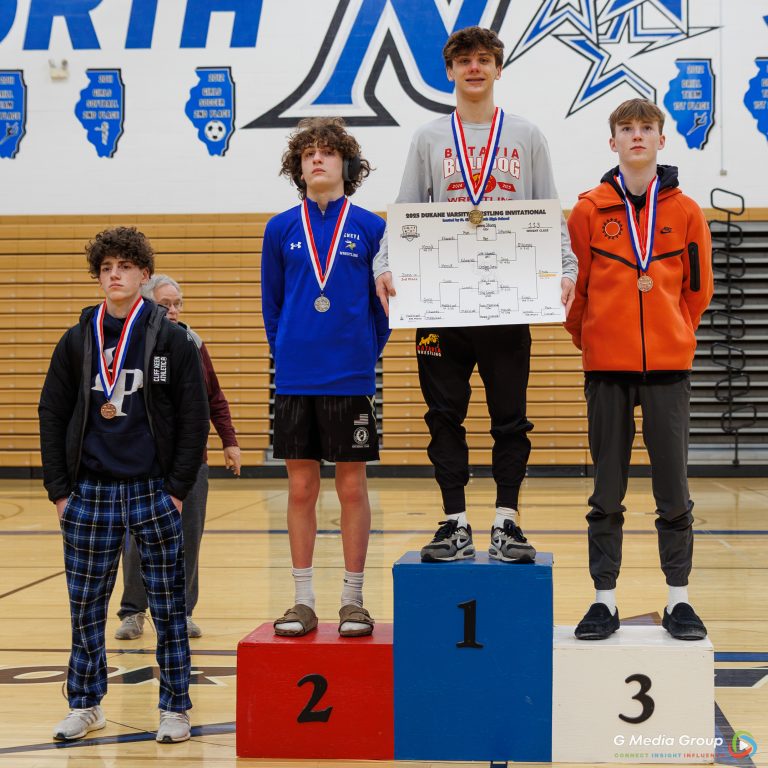 113 Weight Class: 1st Place - Kai Enos of Batavia, 2nd Place - Sammy Sikorsky of Geneva, 3rd Place - Declan Sons of St. Charles East, 4th Place - Bryce Mensik of Lake Park