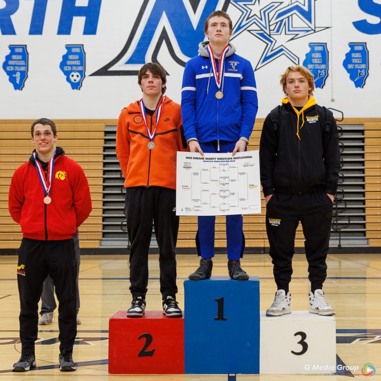 157 Weight Class: 1st Place - Thomas Fulton of Wheaton North, 2nd Place - Ryan McGovern of St. Charles East, 3rd Place - Rylan Kradle of Glenbard North, 4th Place - Chase Osborne of Batavia