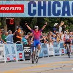 Sam Ritchie of MITOQ - NZ Cycling Project celebrates after winning the Men’s Pro 1/2 race during the final day of the Winfield Criterium and Summerfest, Sunday, July 20, 2025, in Winfield, Ill.