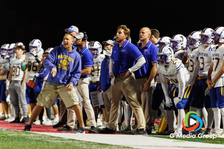 Wheaton North Coaches and Team during the Batavia vs Wheaton North football game at Batavia Highschool on Oct 10, 2025. | Photo Credit: Zachary Gebis