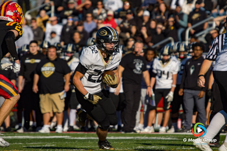 Glenbard North High School player Donato Gatses rushes into the endzone for his first touchdown during the IHSA Class 7A quarterfinal game, November 15, 2025. (Photo Credit - Zachary Gebis)