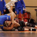 Cooper Clarke of Glenwood wrestles Anthony Hayes of Sandburg day 2 of the 2025 Flavin wrestling tournament in DeKalb, IL on December 30, 2025.