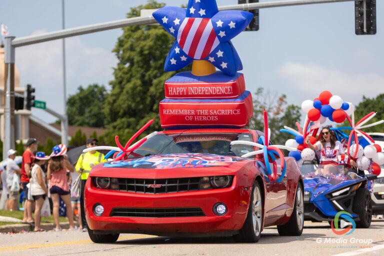 CAROL STREAM, Ill. — July 4, 2026: Participants march down the parade route during the annual Carol Stream Independence Day Parade in Carol Stream, Ill., Saturday, July 4, 2026. Despite a week-long regional heat wave, the community-funded tradition—a village staple since 1987—drew large crowds for the nearly two-hour event, which honored local military veterans as the collective Grand Marshal. (GMedia Group/Zachary Gebis)
