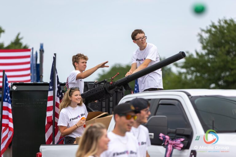 CAROL STREAM, Ill. — July 4, 2026: Participants march down the parade route during the annual Carol Stream Independence Day Parade in Carol Stream, Ill., Saturday, July 4, 2026. Despite a week-long regional heat wave, the community-funded tradition—a village staple since 1987—drew large crowds for the nearly two-hour event, which honored local military veterans as the collective Grand Marshal. (GMedia Group/Zachary Gebis)